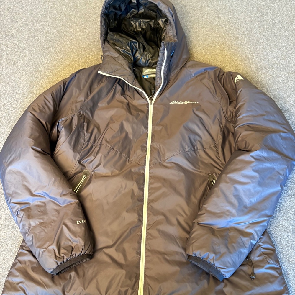Eddie Bauer First Ascent EverTherm Hooded Down Jacket Black Women M Thindown